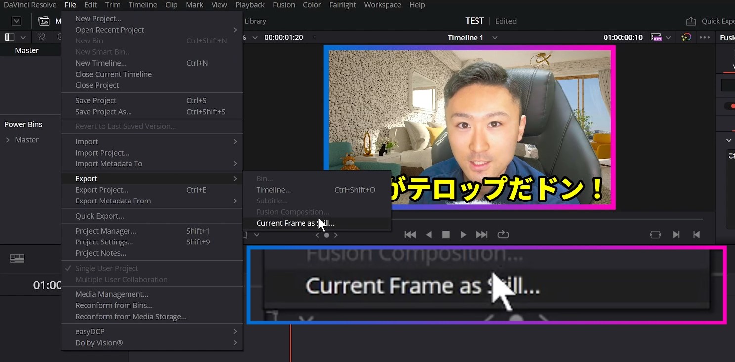 Current Frame as stillボタン